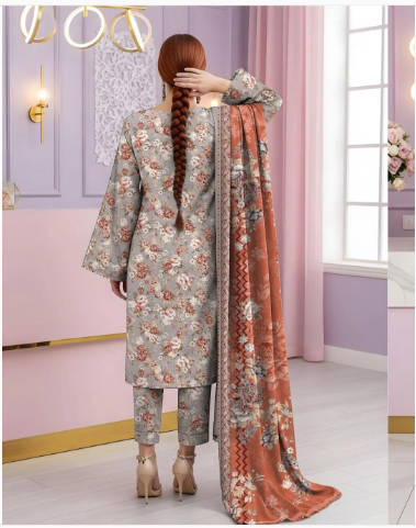 3 Pcs Women's Unstitched Printed Suit