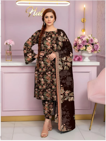 3 Pcs Women's Unstitched Printed Suit