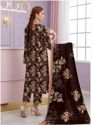 3 Pcs Women's Unstitched Printed Suit