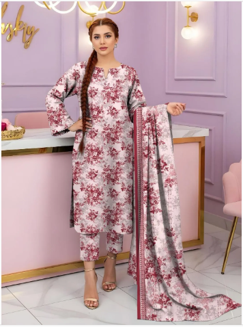 3 Pcs Women's Unstitched Printed Suit