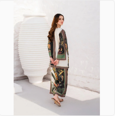 3 Pcs Women's Unstitched Digital Print Suit