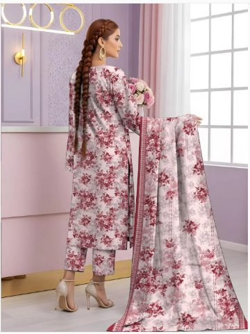 3 Pcs Women's Unstitched Printed Suit
