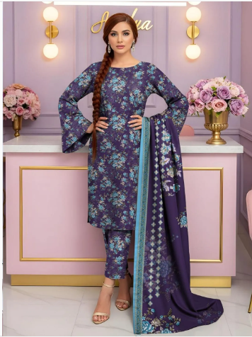 3 Pcs Women's Unstitched Printed Suit