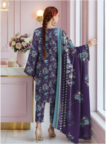 3 Pcs Women's Unstitched Printed Suit