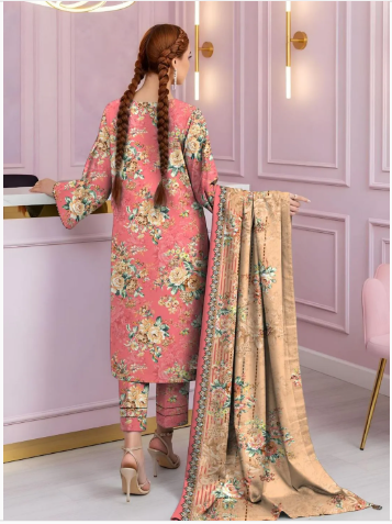 3 Pcs Women's Unstitched Printed Suit
