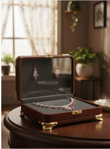 Modern Design Silver Plated Crystal Necklace Set