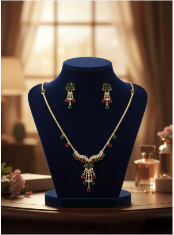 Modern Design Gold Plated Crystal Necklace Set