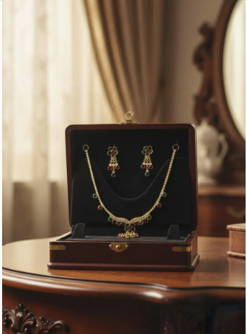 Modern Design Gold Plated Crystal Necklace Set