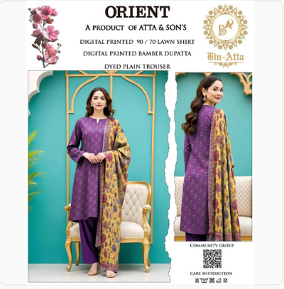 3 Pcs Women's Unstitched Digital Print Suit