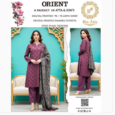 3 Pcs Women's Unstitched Digital Print Suit