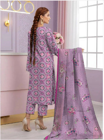 3 Pcs Women's Unstitched Printed Suit
