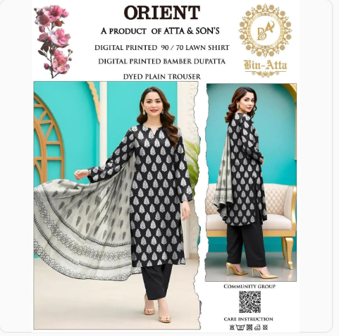 3 Pcs Women's Unstitched Digital Print Suit