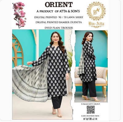 3 Pcs Women's Unstitched Digital Print Suit