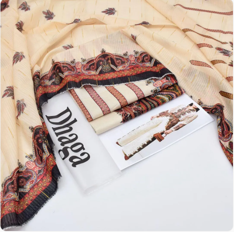 3 Pcs Women's Unstitched Digital Print Suit