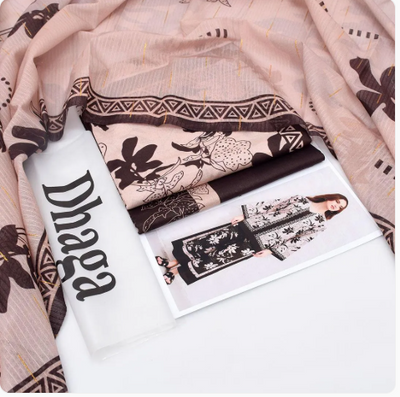 3 Pcs Women's Unstitched Digital Print Suit