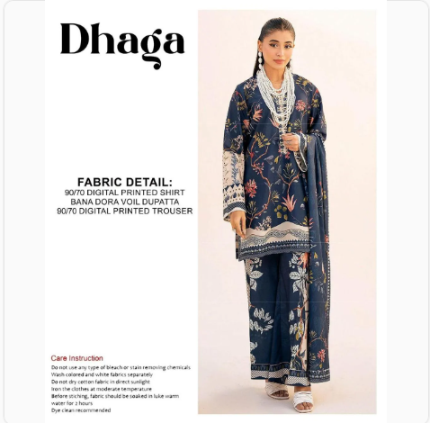 3 Pcs Women's Unstitched Digital Print Suit