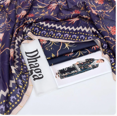 3 Pcs Women's Unstitched Digital Print Suit